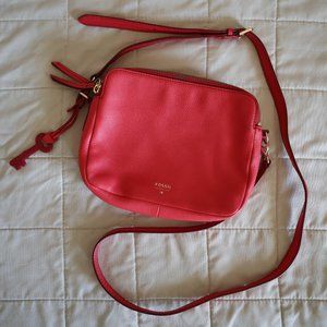 Poppy Red Fossil Crossbody Purse